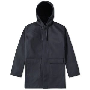 A.P.C. Men's Ben Parka Draw String Hooded Hidden Buttons Wool Jacket Coat in XL
